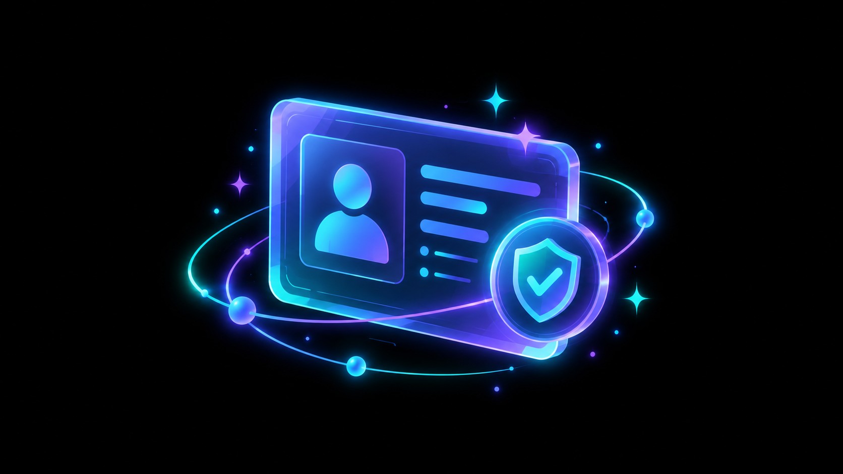 Glowing holographic proof badge with a verified shield seal
